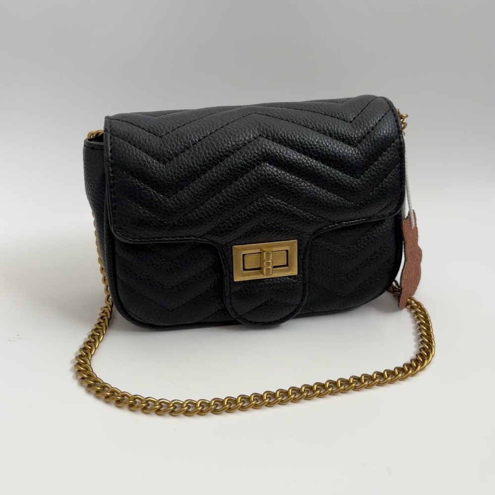 Crossbody Bag PU Leather Chain Strap Chevron